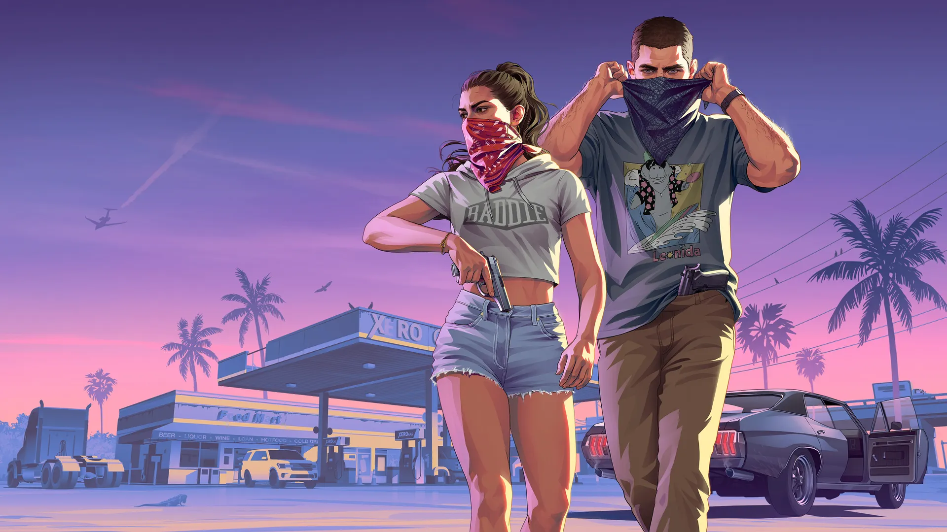 Jason and Lucia during a robbery in official GTA 6 artwork